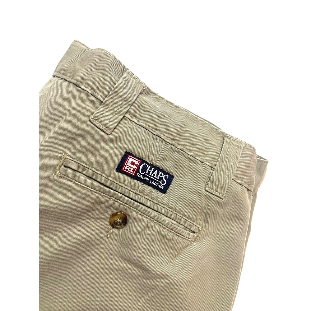 Vintage 90s Chaps Ralph Lauren Mens Khaki Chino Shorts Tan Cotton Size 34